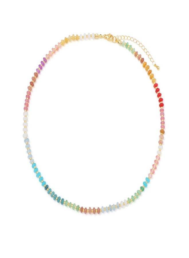 MarveBard Colorful Beaded Gemstone Bohemian Bead Choker Y2k Necklace Natural Stone Surfer Beach Summer Beach Jewelry for Women and Men - Image 1